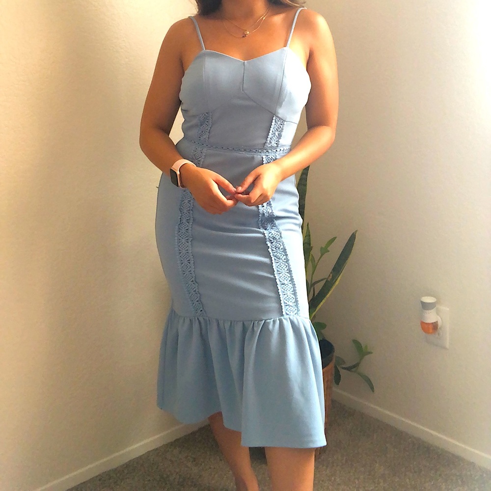 Spaghettini Strap Pastel Blue Dress